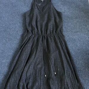 Y2K Mossimo Dress Womens Large Black Geometric Jacquard Hi Low V Neck Sundress